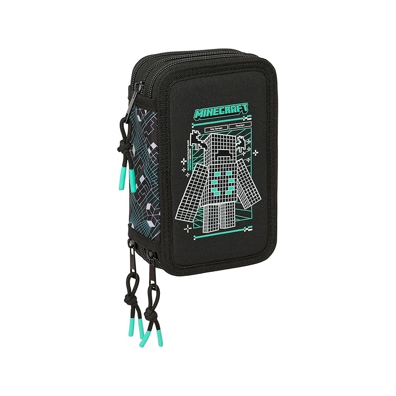 Estuche Escolar con 37 Útiles Incluidos,MINECRAFT SCREEN - Ideal para Niños de 5 a 14 Años, Cómodo y Versátil, Calidad y Resiste