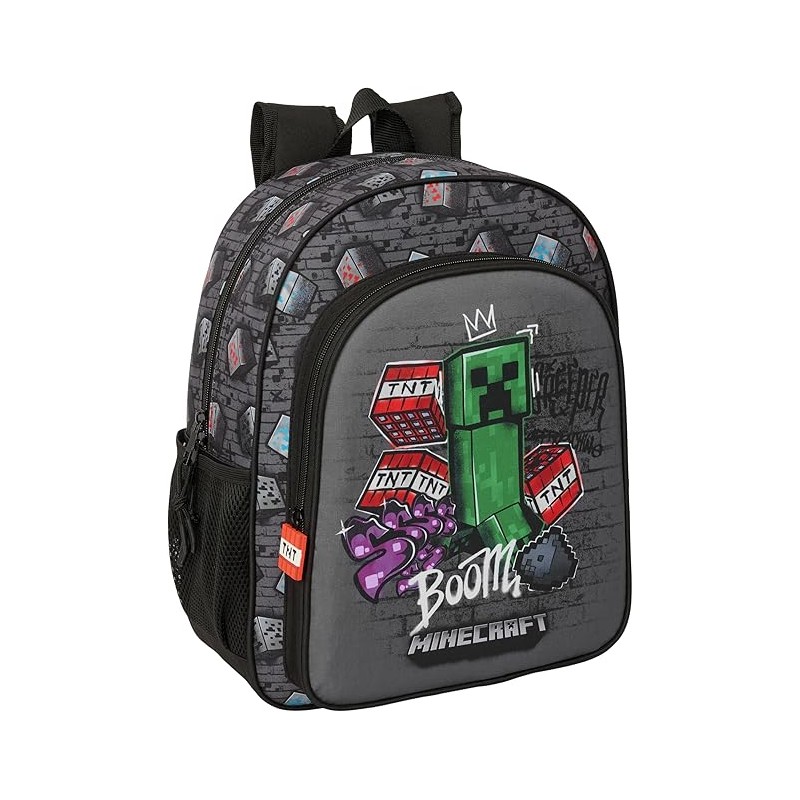 Mochila Escolar Niño, Mochila Infantil, MINECRAFT GRAFFITI – Adaptable a Carro, Ideal para Niños en Edad Escolar, Cómoda y Versá