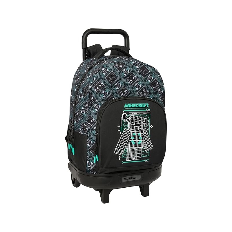 Mochila Grande con Ruedas, MINECRAFT SCREEN – Compacta, Extraíble, Ideal para Niños de Diferentes Edades, Cómoda y Versátil, Cal
