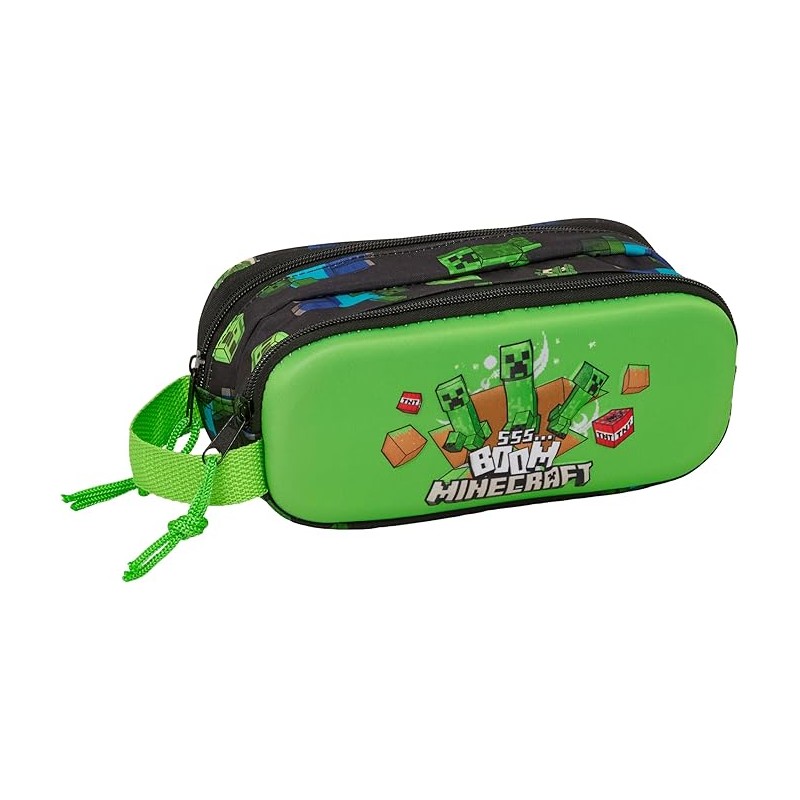 Portatodo Doble 3D, MINECRAFT – Estuche Infantil, Estuche Niño, Ideal para Niños en Edad Escolar, Cómodo y Versátil, Calidad y R