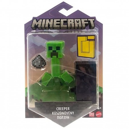 Figura mattel minecraft creeper con accesorios portal