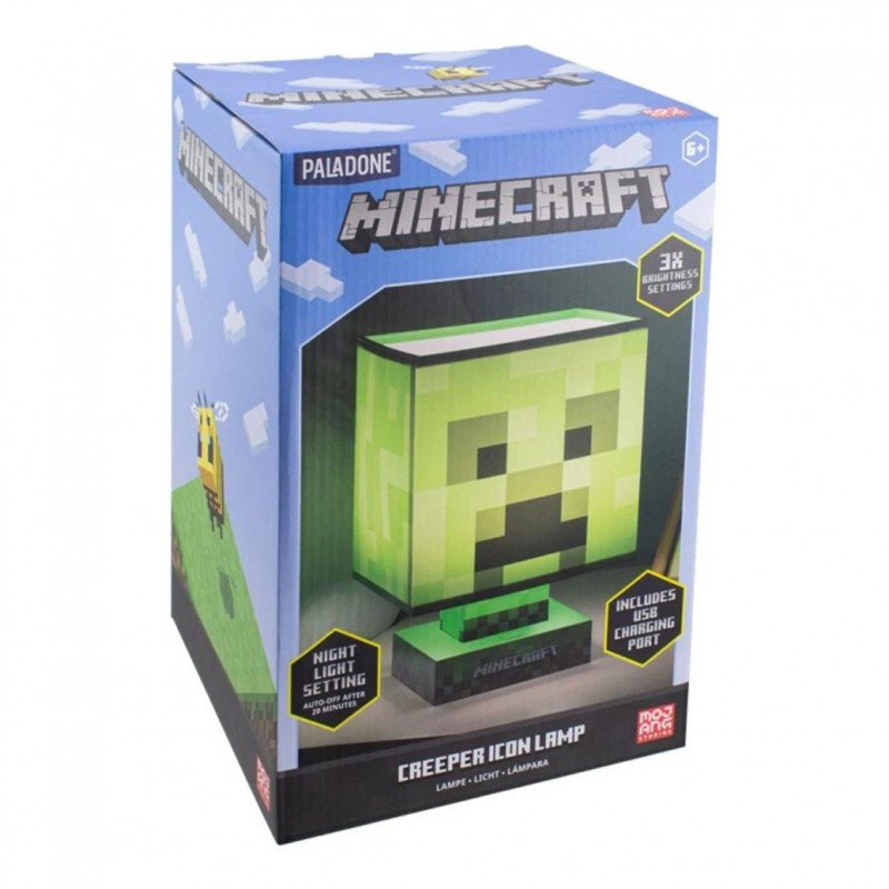 Lampara paladone con cargador usb minecraft creeper