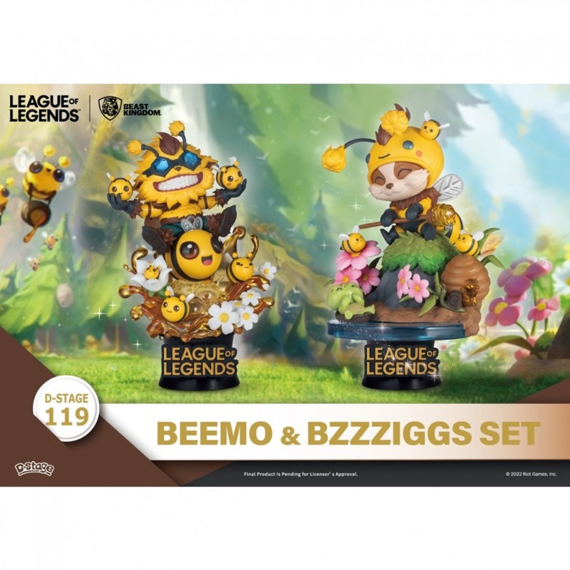 Set de 2 figuras beast kingdom dstage league of legends beemo y bzzziggs