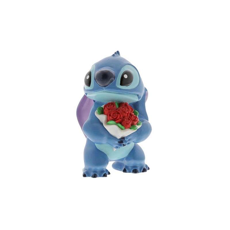 Figura enesco disney lilo & stitch stitch con ramo de rosas