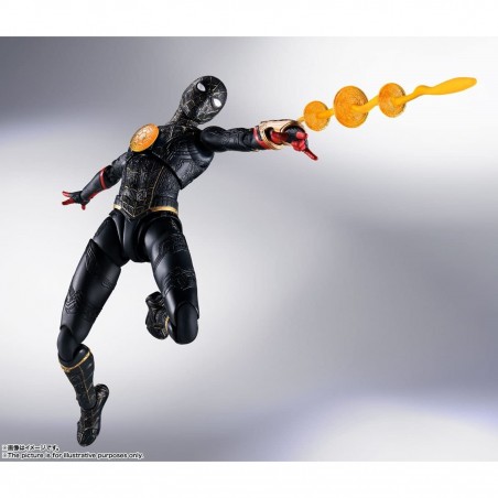 Figura tamashii nations marvel spider - man no way home spider - man traje negro & dorado sh figuarts