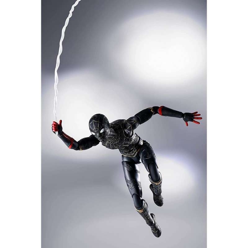 Figura tamashii nations marvel spider - man no way home spider - man traje negro & dorado sh figuarts