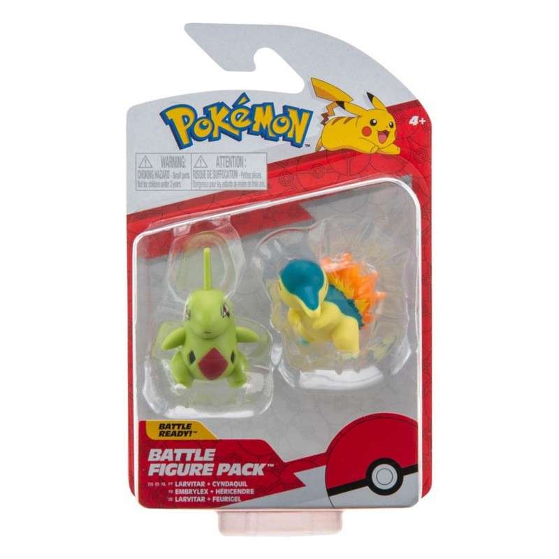 Pack de 2 figuras jazwares pokemon batalla cyndaquil & larvitar 5 cm