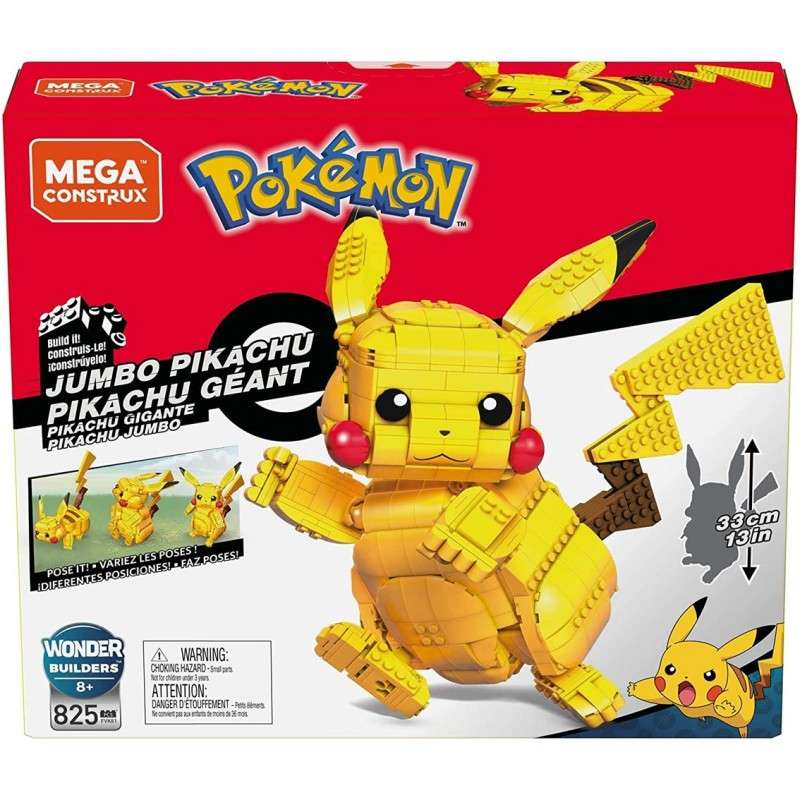 Figura mattel mega construx build pokemon jumbo pikachu 825 pcs