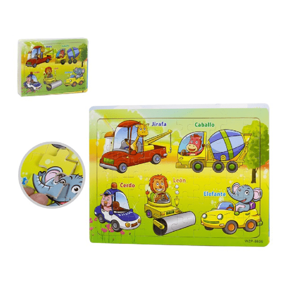 Puzzle Madera Animales 60 Pzs.30x0.4x22.5xm.