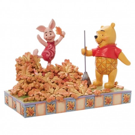 Figura enesco disney winnie the pooh pooh & piglet recogiendo hojas de otoño