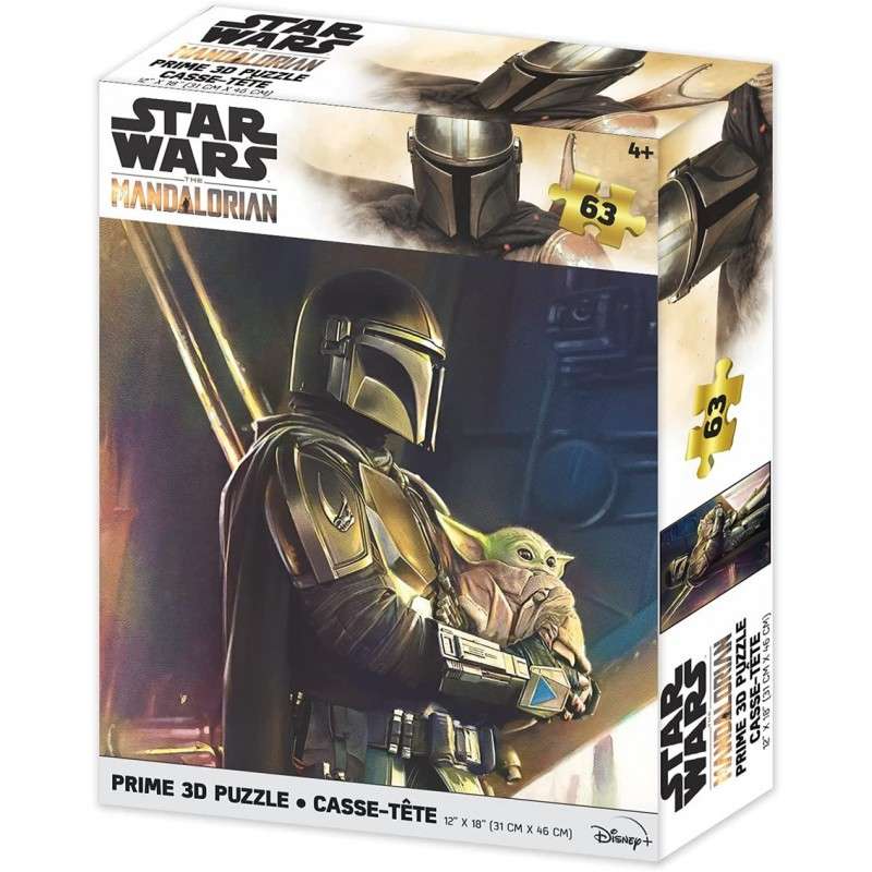 Puzle lenticular prime 3d 200 piezas the mandalorian el mandaloriano y grogu