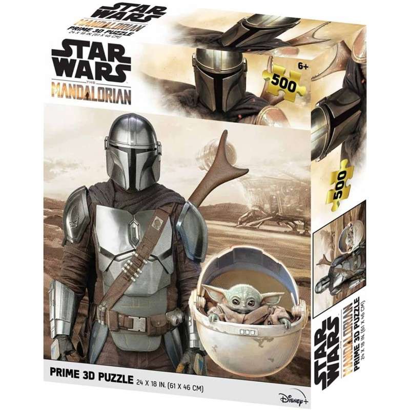 Puzle lenticular prime 3d 500 piezas the mandalorian el mandaloriano mando & grogu en capsula