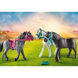 Playmobil 3 caballos: frison knabstrupper & andaluz