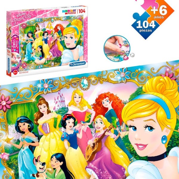 PUZZLE 104 PCS CON PEGATINA PRINCESAS