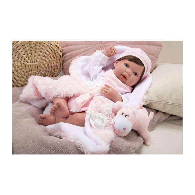 Muñeca Reborn Arias 45 Cm Aina Manta Y Peluche