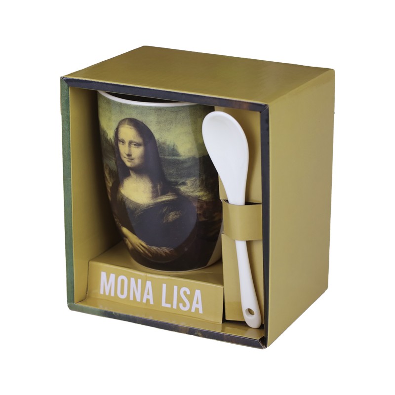 Taza de cerámica con cuchara enesco mona lisa