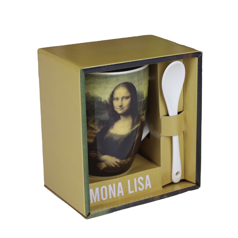 Taza de cerámica con cuchara enesco mona lisa