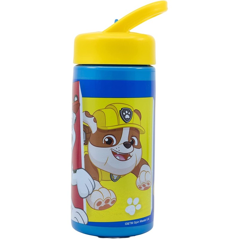 Botella De Agua Deportiva Patrulla Canina Con Pajita y Asa Incorporada 410 ml