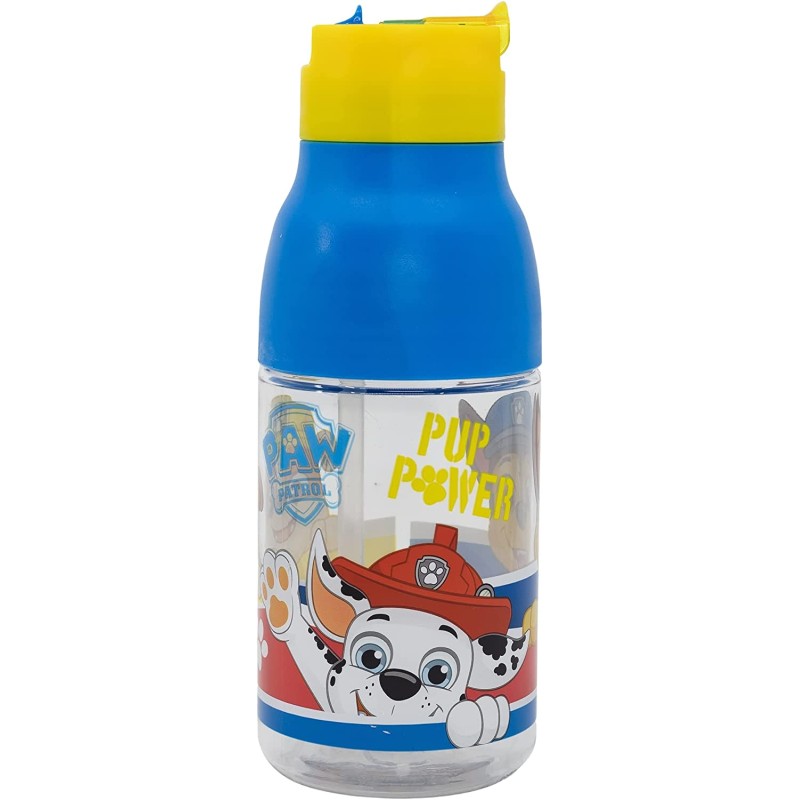 Botella De Agua Infantil Patrulla Canina Doble Apertura Con Pajita 420 ml