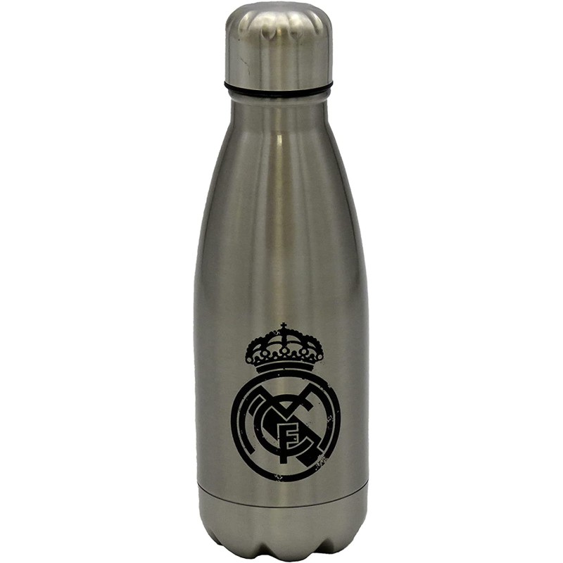 Botella Cantimplora Plateada Acero Inoxidable Real Madrid 550ml.
