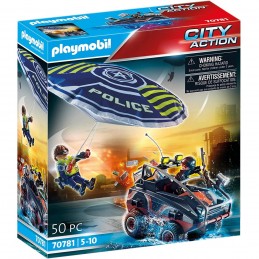 Playmobil policia paracaidas: persecucion del vehiculo anfibio