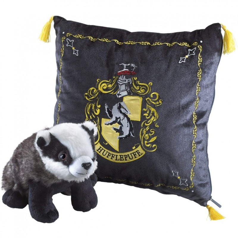 Peluche pack the noble collection harry potter tejon mascota hufflepuff + cojin hufflepuff