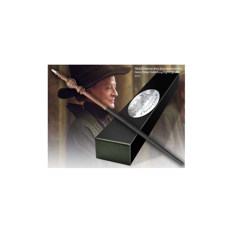 Replica the noble collection harry potter minerva mcgonagall varita con caja y placa de identificacion