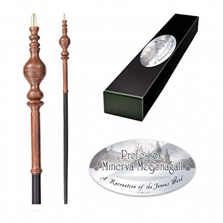 Replica the noble collection harry potter minerva mcgonagall varita con caja y placa de identificacion