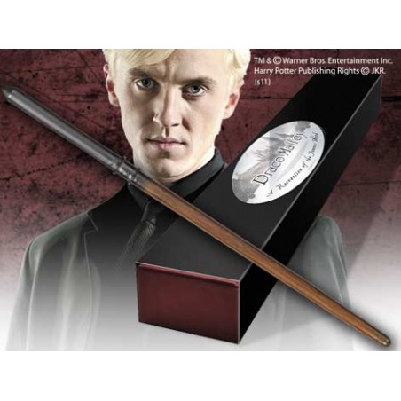 Replica the noble collection harry potter draco malfoy varita con caja y placa de identificacion