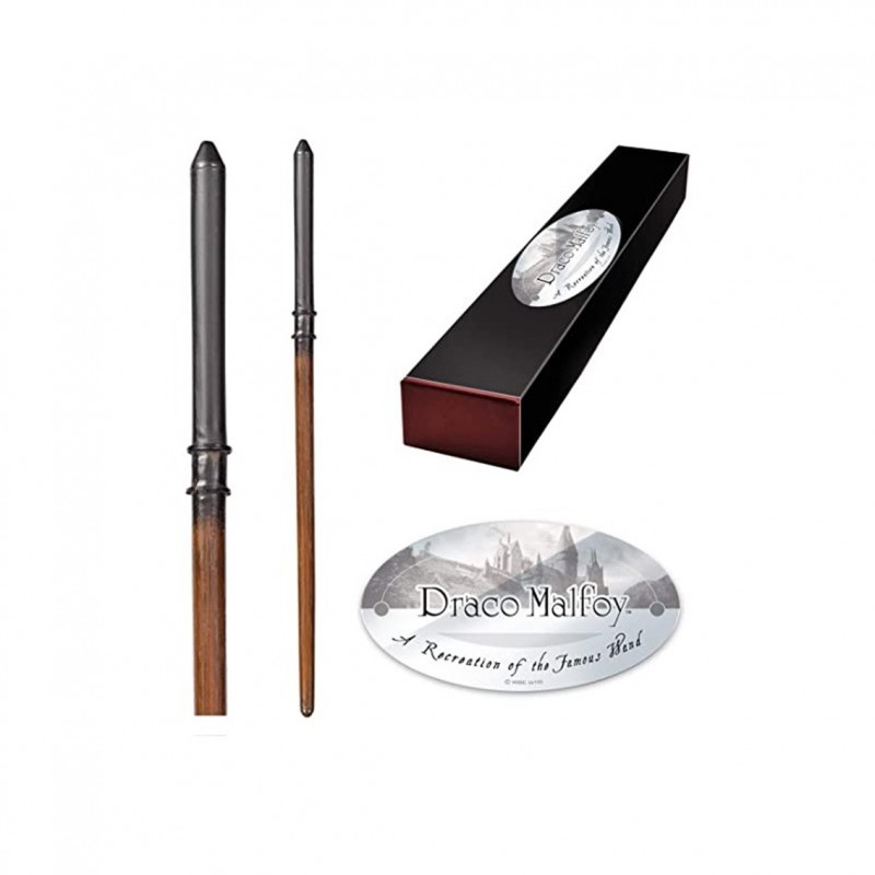 Replica the noble collection harry potter draco malfoy varita con caja y placa de identificacion