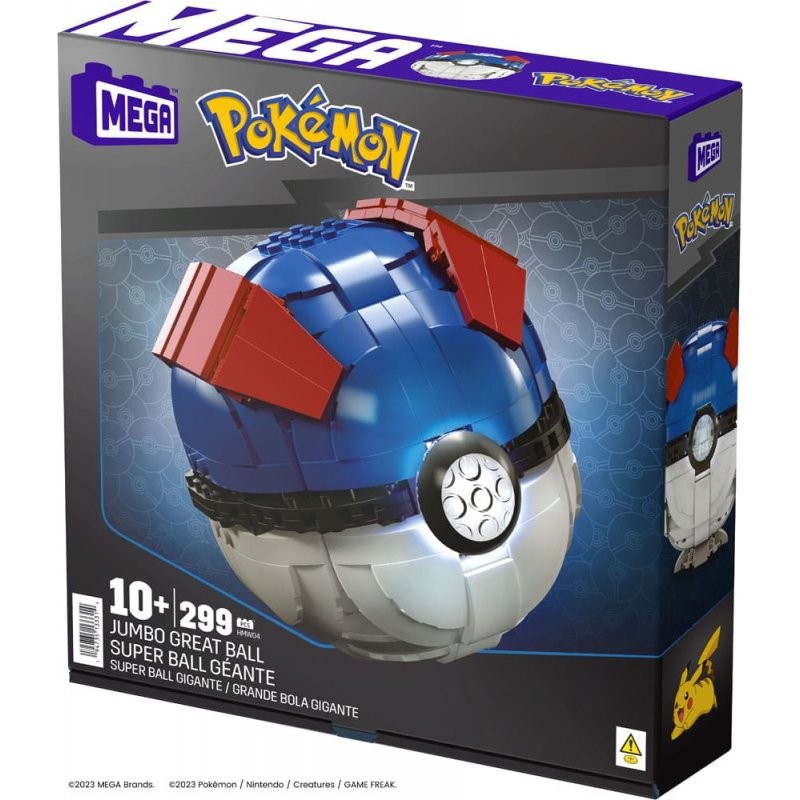 Figura mattel mega construx pokemon jumbo great ball 299 pcs