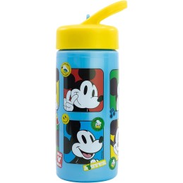 Botella De Agua Deportiva Mickey Disney Con Pajita y Asa Incorporada 410 ml