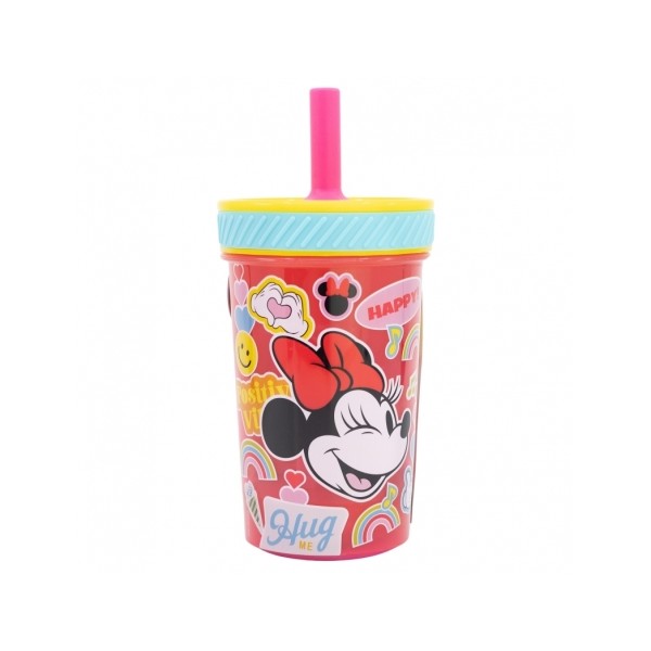 Vaso C/Pajita Antivuelco PP 370 ml Minnie Disney Doodle Grip