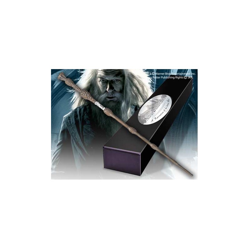 Replica the noble collection harry potter albus dumbledore varita con caja y placa de identificacion