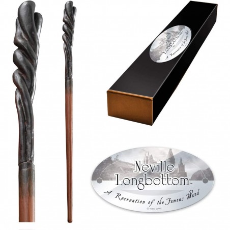 Replica the noble collection harry potter neville longbottom varita con caja y placa de identificacion