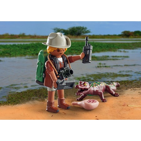 Playmobil investigador con caimán