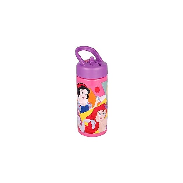 Botella de Agua Princesas Disney Con Pajita y Asa Incorporada de 410 ml