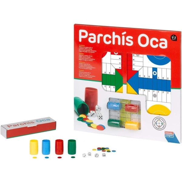 Tablero de Parchís y Oca con Accesorios Juego de Mesa. Juego Clásico Falomir