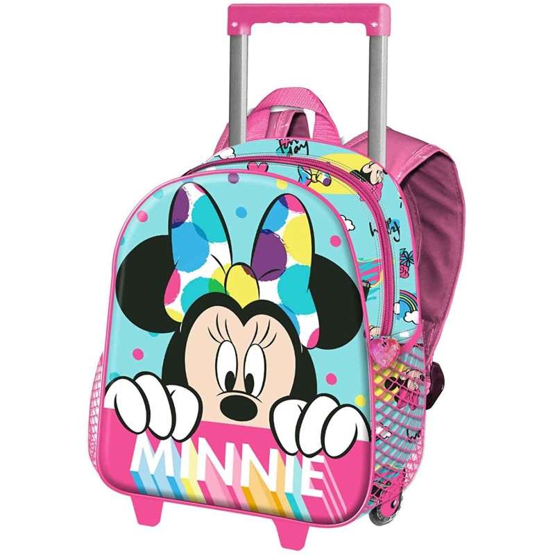 Mochila 3D Con Ruedas Minnie Disney PequeÃ±a 26x34x13cm