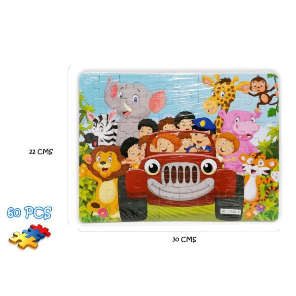 Puzzle Madera 60 Pcs Animales Coche