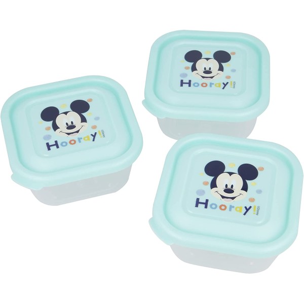 Set De 3 Recipientes Cuadrados Mickey Disney 540Ml.