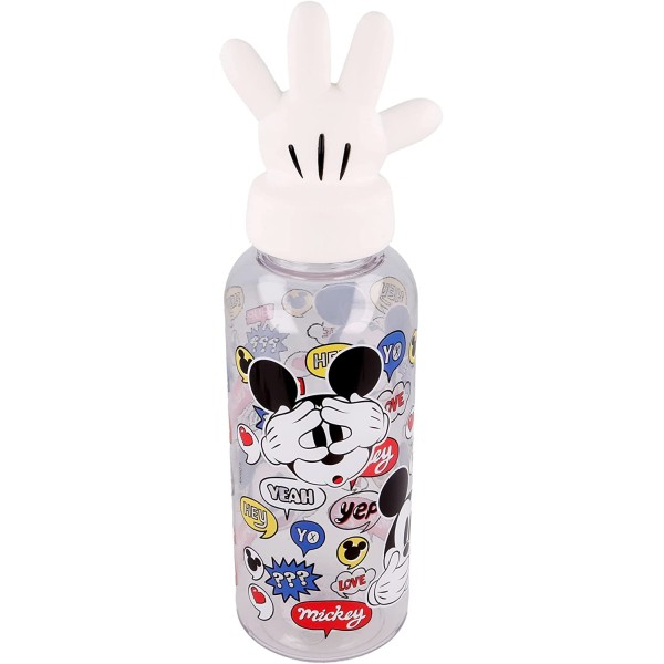 Botella Reutlizable De Plástico Mickey Disney Con Tapón De Figurita 3d 560Ml