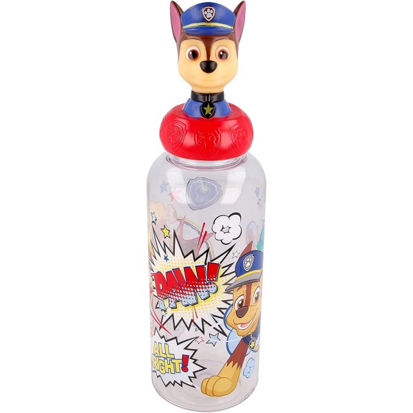 Botella Reutlizable De Plástico Patrulla Canina Con Tapón De Figurita 3d 560Ml