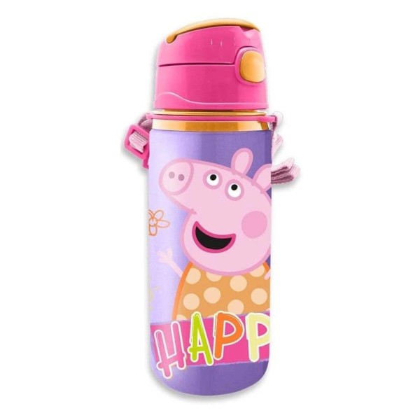 Botella Cantimplora Aluminio Con Asa 600Ml Peppa Pig