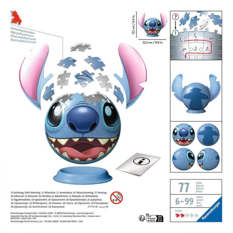 Puzzle 3d ravensburger stitch - con orejas