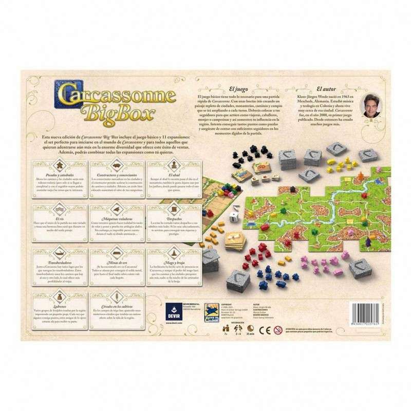 Juego de mesa devir carcassonne plus juego basico & 11 expansiones pegi 8