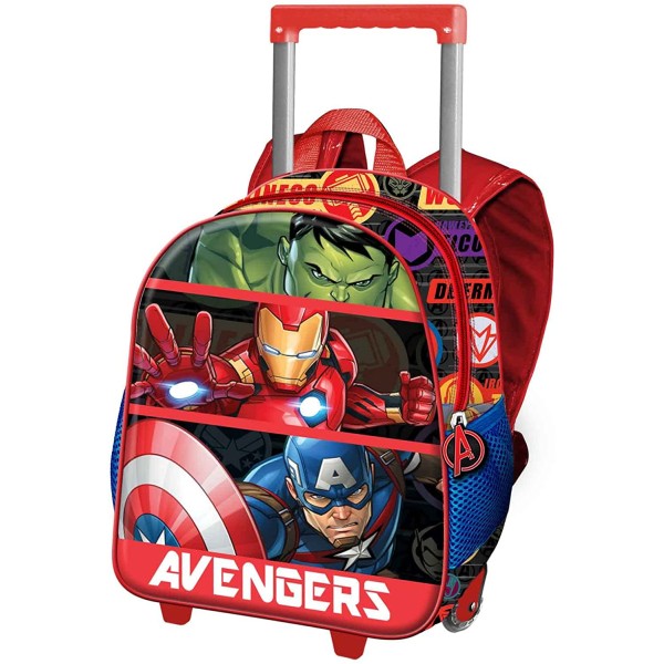 Mochila 3D Con Ruedas Avengers Marvel Pequeña 26x34x13cm