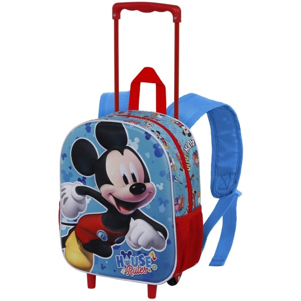 Mochila 3D Con Ruedas Mickey Disney Pequeña 26x34x13cm