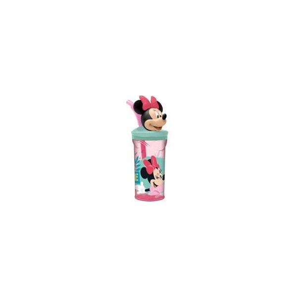 Vaso Minnie Disney con Pajita y Tapa con figurita 3D 360ml