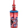 Vaso Spiderman Marvel con Pajita y Tapa con figurita 3D 360ml